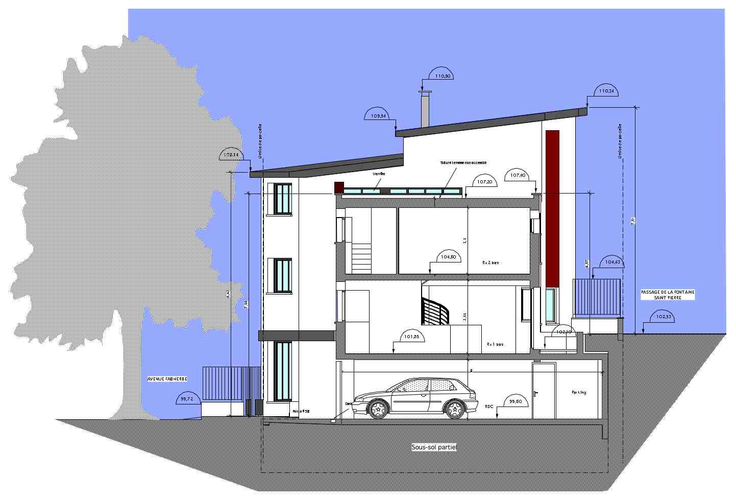 Maison de Ville Les Lilas Photo Plan de Coupe